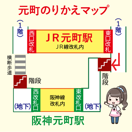 JR元町駅から阪神元町駅への乗り換え方法