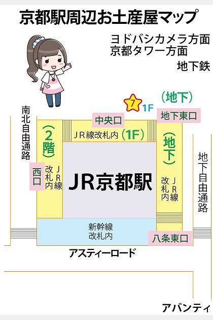京都駅周辺の土産店マップ