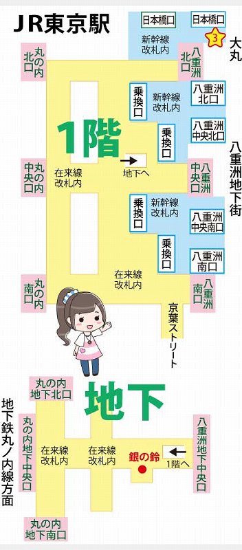 JR東京駅の土産店マップ