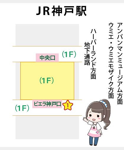 JR神戸駅の構内図と待ち合わせ場所マップ