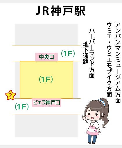JR神戸駅の構内図と待ち合わせ場所マップ
