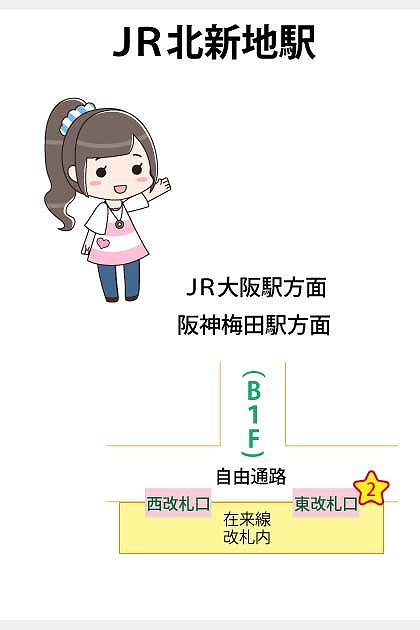 JR北新地駅の構内図と待ち合わせ場所マップ