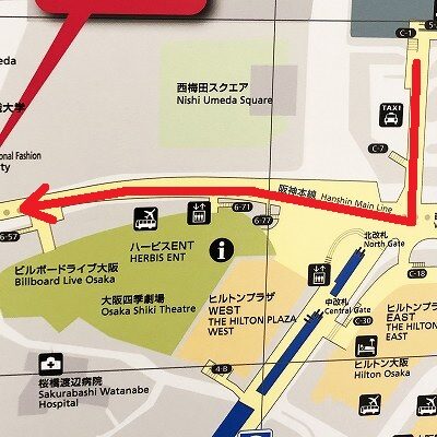 大阪駅からハービス大阪の空港バス／高速バスのりばへの行き方