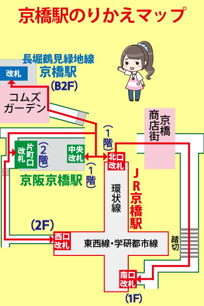京橋駅わかりやすい構内図（のりかえマップ）