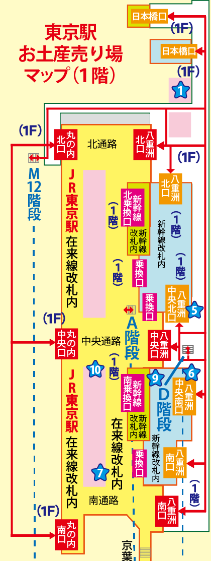 東京駅お土産売り場マップ（1階）