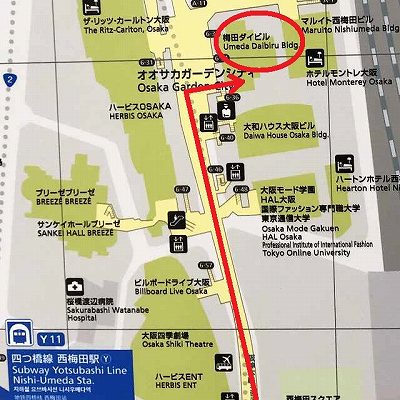 阪神大阪梅田駅から梅田ダイビルへの行き方