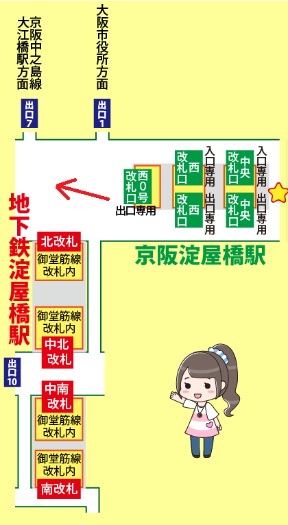 京阪淀屋橋駅からJR大阪駅への乗り換え方法